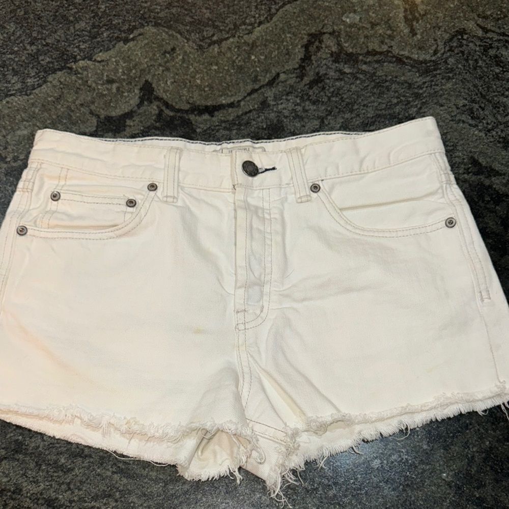 Free People White Denim button fly Shorts